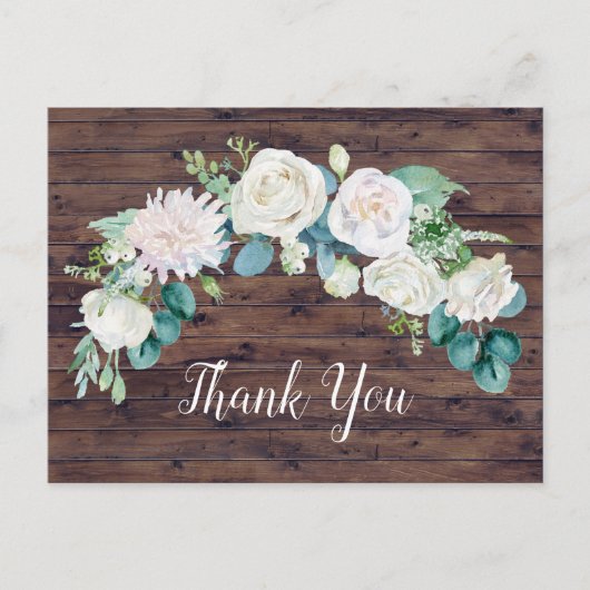 クラシック白い花 |素朴ありがとうはがき ポストカード (正面)