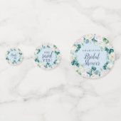 クラシック白い花 |青いブライダルシャワー コンフェッティ (正面)