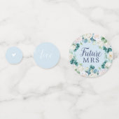 クラシック白い花 |青いブライダルシャワー コンフェッティ (裏面)