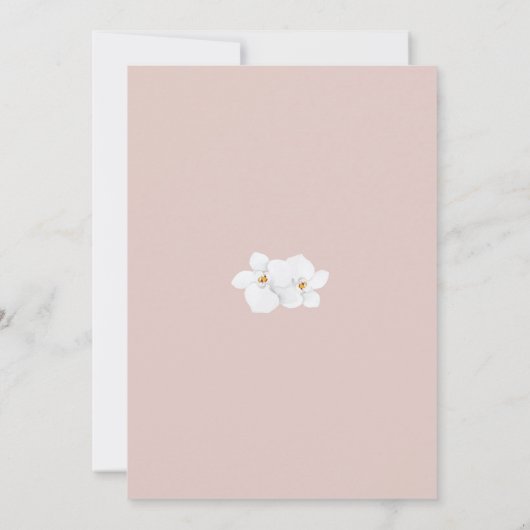 クラシック白い蘭の水の色ピンクの日救付け 招待状 (裏面)