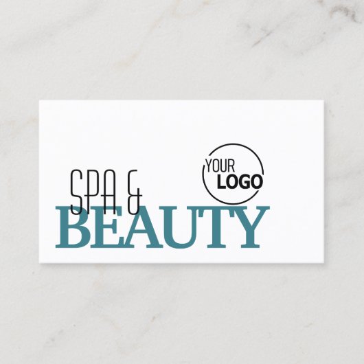 クラシック白とティール（緑がかった色）シンプルのロスタイリッシュゴ付き 名刺 (正面)