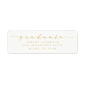 クラシック白と金ゴールドの卒業住所 シール (正面)