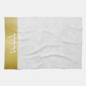 クラシック白と金ゴールドへブル越し海ダー キッチンタオル (横)