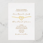 クラシック白と金ゴールド結婚の 箔招待状 (正面)