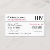 クラシック白と黒とイニシャルプロフェッショナル 名刺 (裏面)