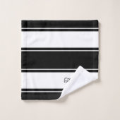 クラシック白と黒のバスタストライプオルセット バスタオルセット (ウォッシュタオル)