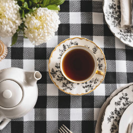 クラシック白と黒のバッファローのプレイド ファブリック