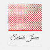 クラシック白の赤水玉模様 |名パーソナライズされた前 フリースブランケット (正面)