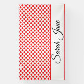 クラシック白の赤水玉模様 |名パーソナライズされた前 横断幕 (縦)