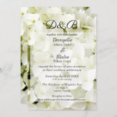 クラシック白エレガント紫陽花モノグラム 招待状 (正面/裏面)