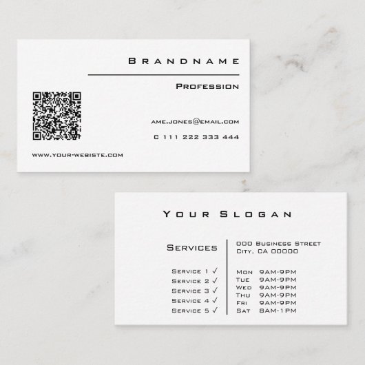 クラシック白カスタムQRコードプロフェッショナルクラス 名刺 (正面/裏面)