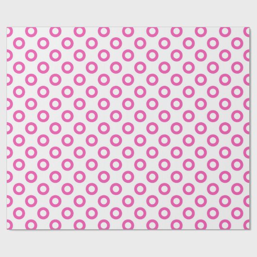 クラシック白カッコいいとピンクの円の水玉模様 ラッピングペーパー (フラット)