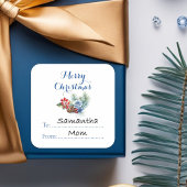 クラシック白クリスマス スクエアシール