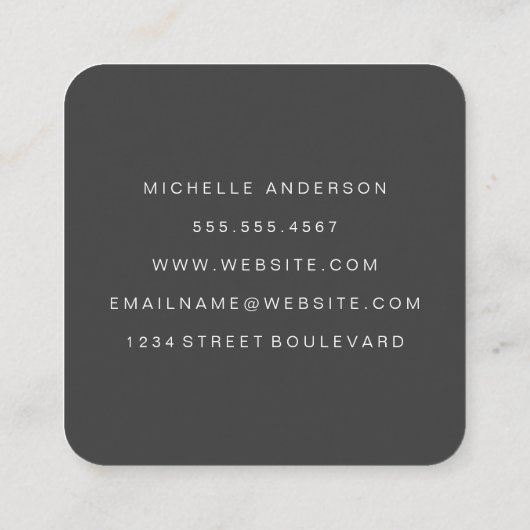 クラシック白グレー |ミニマル | スクエア名刺 (裏面)