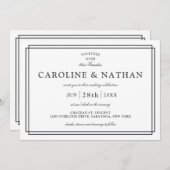 クラシック白シンプルエレガントフレーム結婚ズ 招待状 (正面/裏面)
