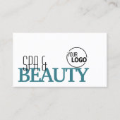 クラシック白シンプルティール(緑がかった色)スタイリッシュのロゴと写真 名刺 (正面)