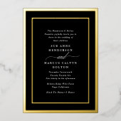 クラシック白フォーマル文字 |金ゴールドフレ結婚ーム 箔招待状 (正面)