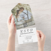 クラシック白ラージフォト写真 オールインワン招待状 (貼ってはがせる)