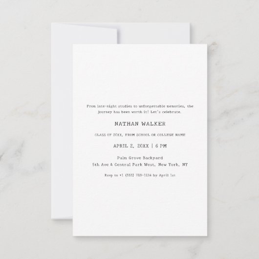 クラシック白ヴィンテージレトロはっきりしたグラードアーチ写真 招待状 (裏面)