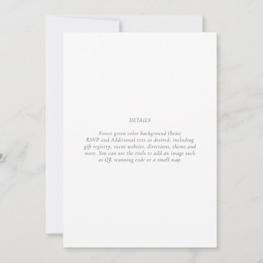 クラシック白文字のみ結婚またはその他のイベント 招待状 (裏面)