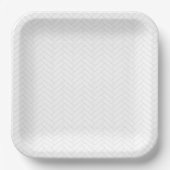 クラシック白灰色ヘリンボーン模様 ペーパープレート (正面)