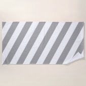 クラシック白灰色ヴィンテージストライプ ビーチタオル (正面)