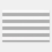 クラシック白灰色ヴィンテージストライプ ラッピングペーパーシート (正面3)