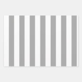 クラシック白灰色ヴィンテージストライプ ラッピングペーパーシート (正面2)