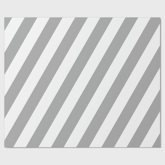 クラシック白灰色ヴィンテージストライプ ラッピングペーパー (フラット)