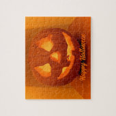 クラシック白熱［赤熱］光を放つ彫りカボチャ ジグソーパズル (縦)