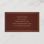 クラシック白縁ど |ブラウンレザーの背景 名刺 (裏面)