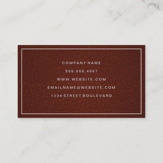 クラシック白縁ど |ブラウンレザーの背景 名刺 (裏面)