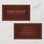 クラシック白縁ど |ブラウンレザーの背景 名刺 (正面/裏面)