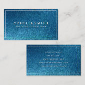 クラシック白縁ど |光沢のある青い背景 名刺 (正面/裏面)