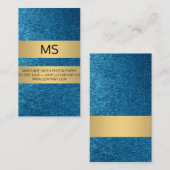 クラシック白縁ど |光沢のある青い背景 名刺 (正面/裏面)