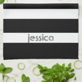 クラシック白黒のストライプ キッチンタオル (折り畳み)