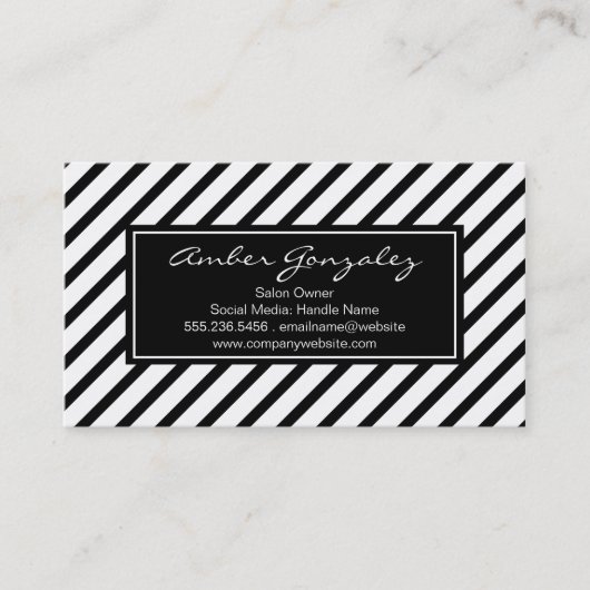 クラシック白黒のストライプ 名刺 (正面)