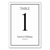 クラシック白黒のテー結婚ブル番号カード テーブルナンバー (裏面)