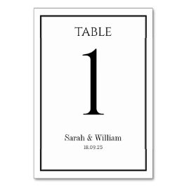 クラシック白黒のテー結婚ブル番号カード テーブルナンバー