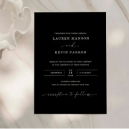 クラシック白黒のミニマル結婚主義 招待状