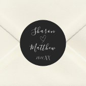 クラシック白黒の手書きスクリプ結婚ト ラウンドシール