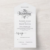 クラシック白黒の書道の結婚脚本 オールインワン招待状 (内側)