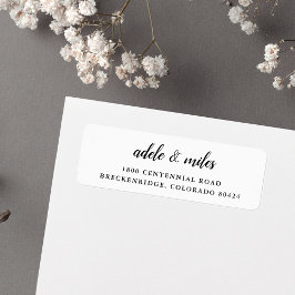 クラシック白黒の書道差出人住所 ラベル