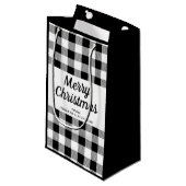 クラシック白黒の格子模様のクリスマス スモールペーパーバッグ (正面アングル)