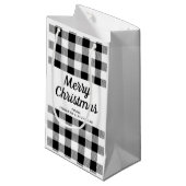 クラシック白黒の格子模様のメリークリスマス スモールペーパーバッグ (正面アングル)