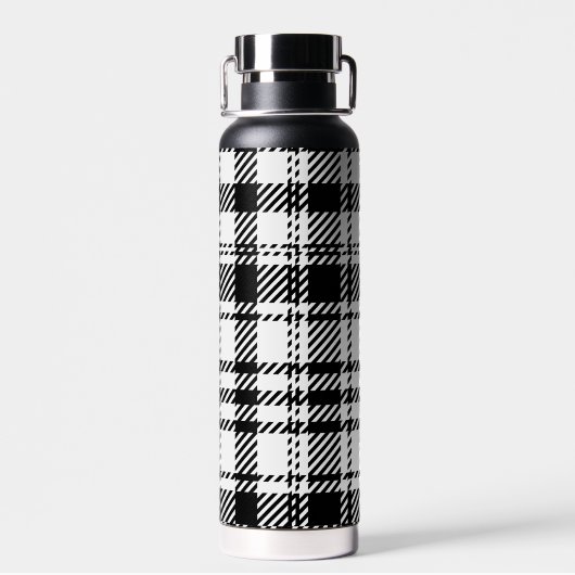 クラシック白黒の格子縞 ウォーターボトル (背面)