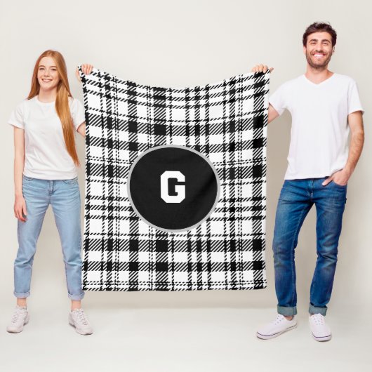 クラシック白黒の格子縞 フリースブランケット (インサイチュ)