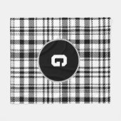 クラシック白黒の格子縞 フリースブランケット (正面(横))