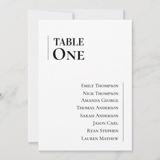 クラシック白黒の結婚テーブル座席表 (裏面)