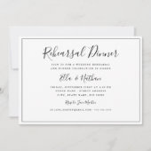 クラシック白黒の結婚リハーサルディナー 招待状 (正面)